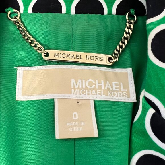 Michael Kors Womens Green Black Polka Dot Blazer Jacket  Single Button size 0 - Picture 9 of 12